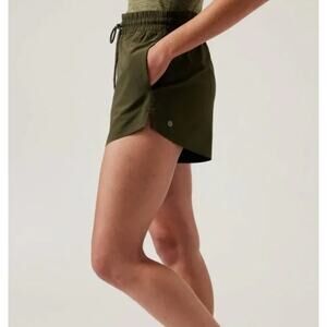 NEW Athleta Crossroad Elastic Waist‎ Drawstring Shorts Green Womens Size XS